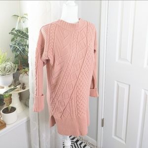 J. crew cable knit wool sweater, oversized, long Faire isle dress
